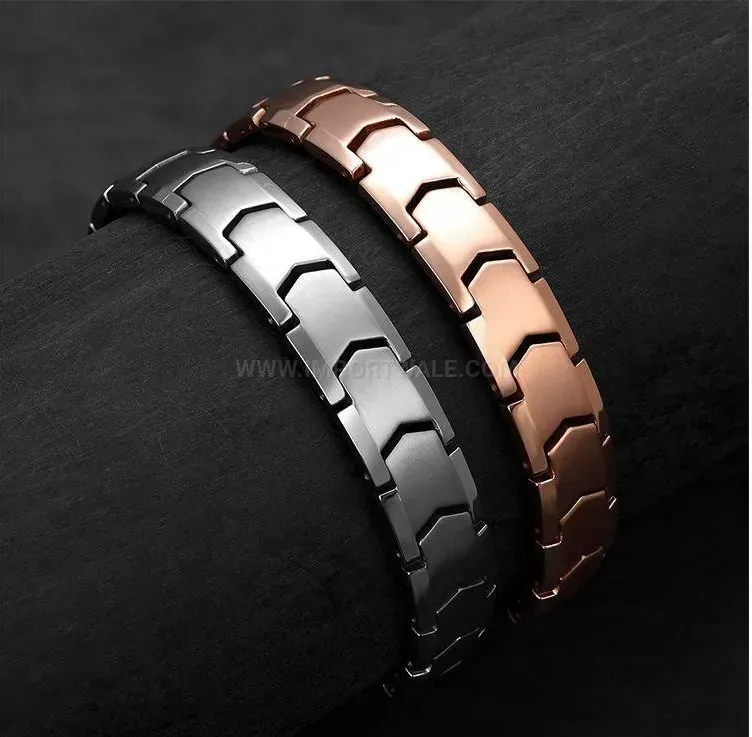 Modern Elegantly Polished Titanium Hematite Bio Energy Bracelet