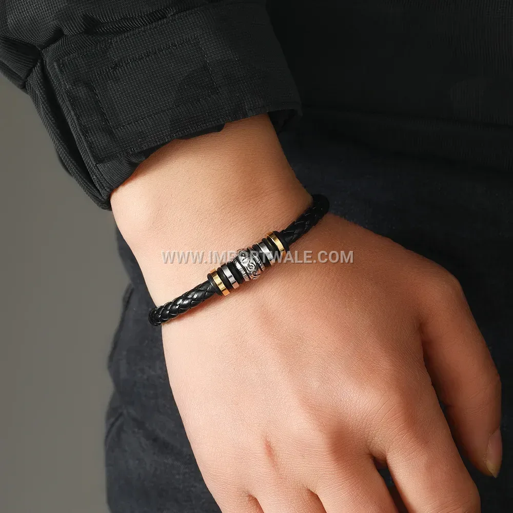 Handcrafted Multi-Layer Braided Leather Bracelet with Alloy Clasp
