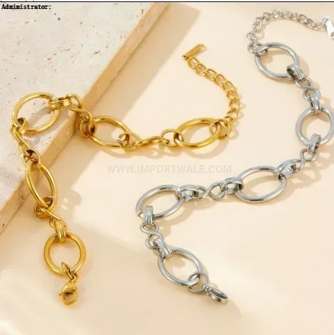 Chic 18K Gold Plated Stainless Steel Figure Eight Chain Bracelet