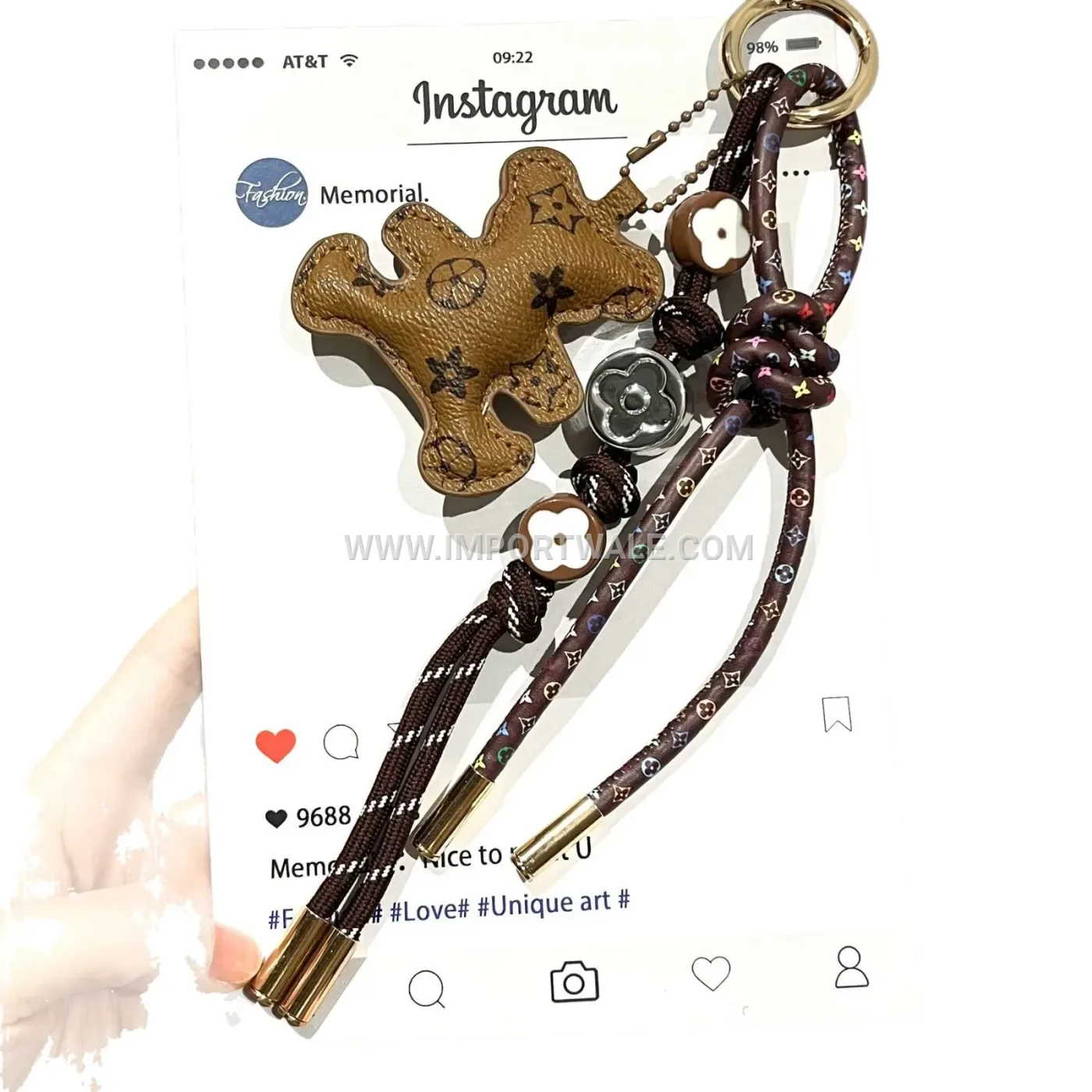 Classic Monogram Leather Bear Bag Charm