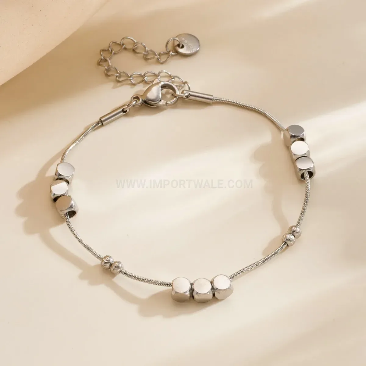 Minimalist Stainless Steel Square Cube Chain Bracelet