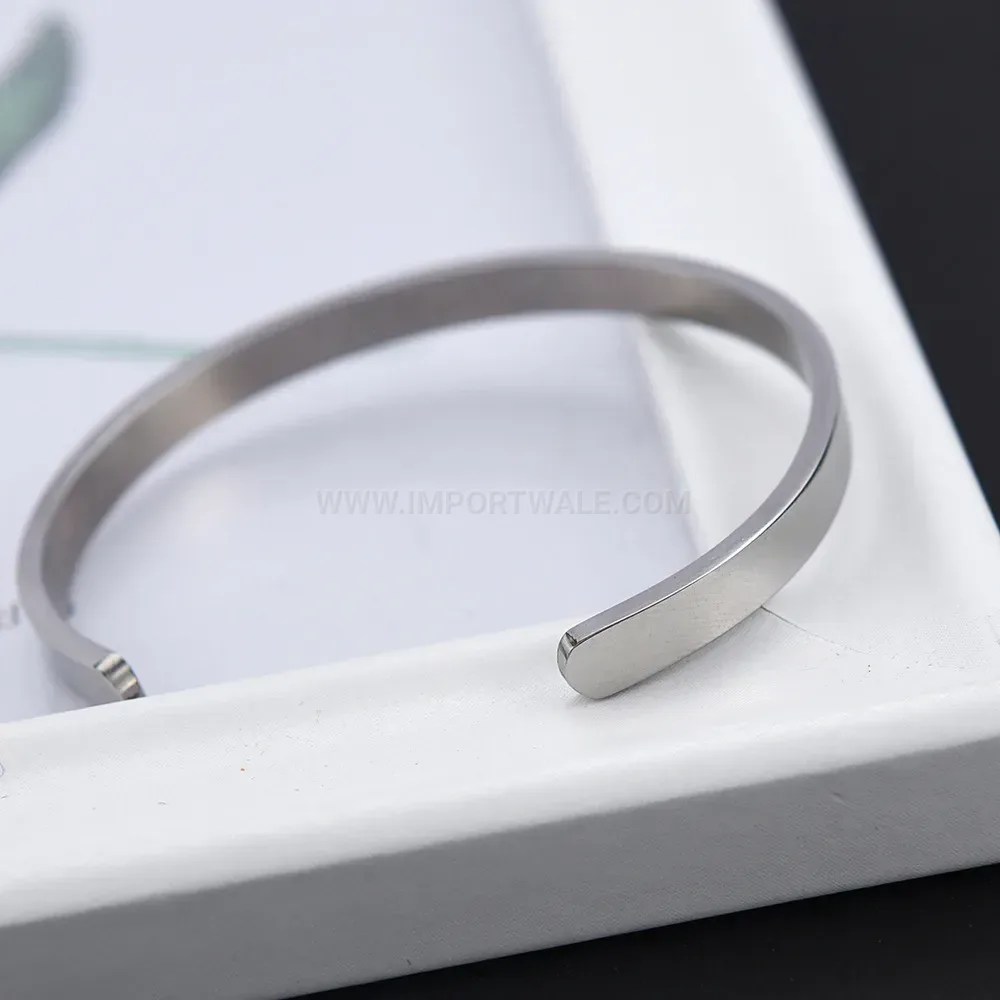Classic Polished C Shape Open Cuff Stainless Steel Bracelet