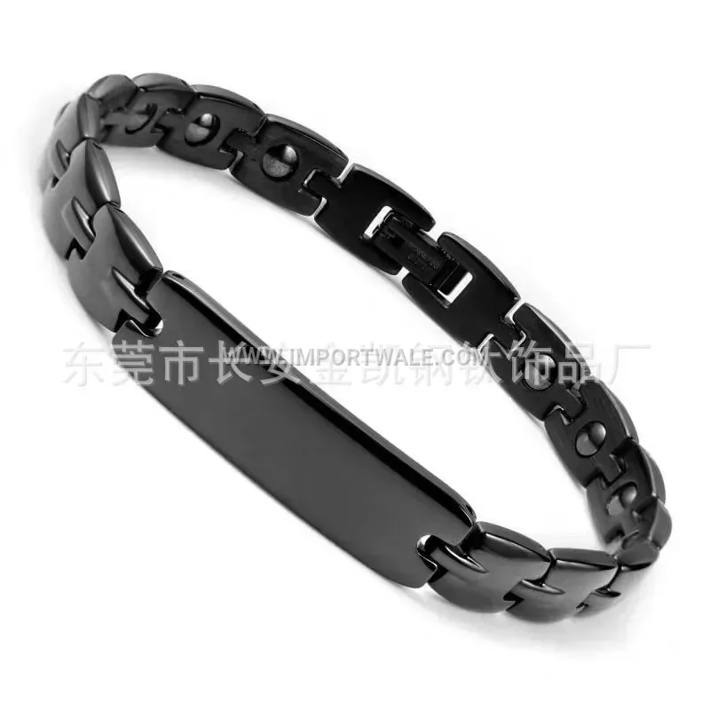 Adjustable Curved Stainless Steel Magnetic Men's Bracelet