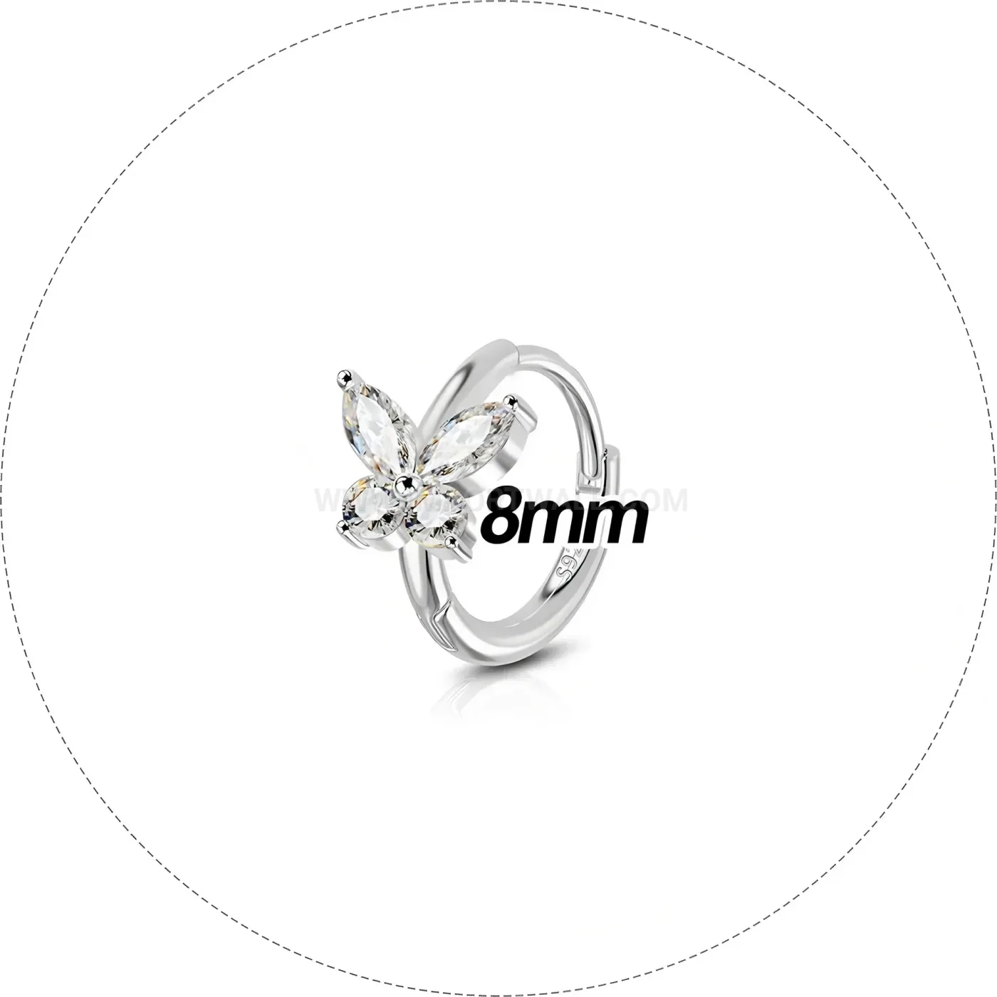 Bold Sparkling Zircon Butterfly Stainless Steel Ear Bone Piercing Stud