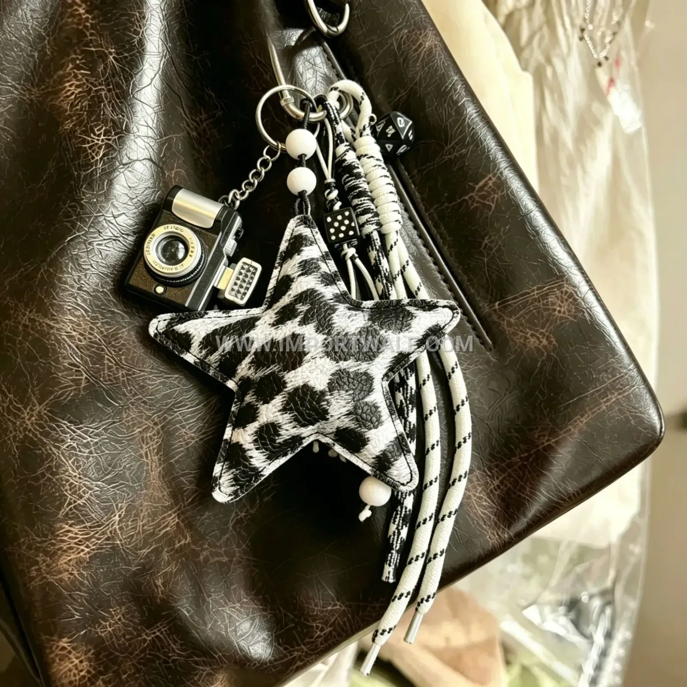 Leopard Print Leather Star and Heart Creative Key chains Keychain