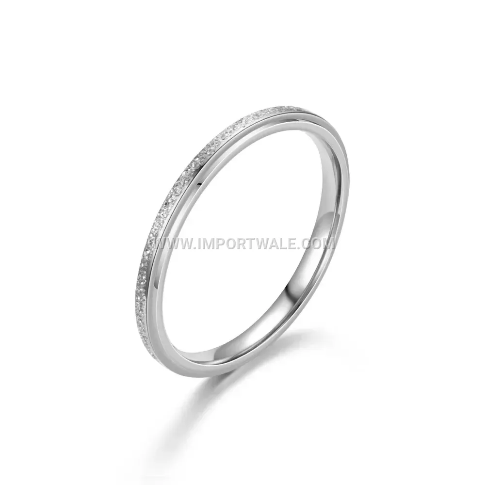 Slender Matte Sandblasted Stainless Steel Stacking Ring