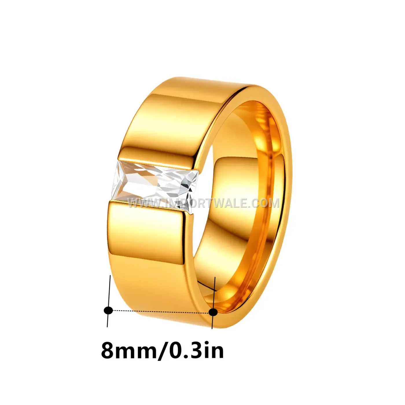 Minimalist Stainless Steel Crystal Band Ring