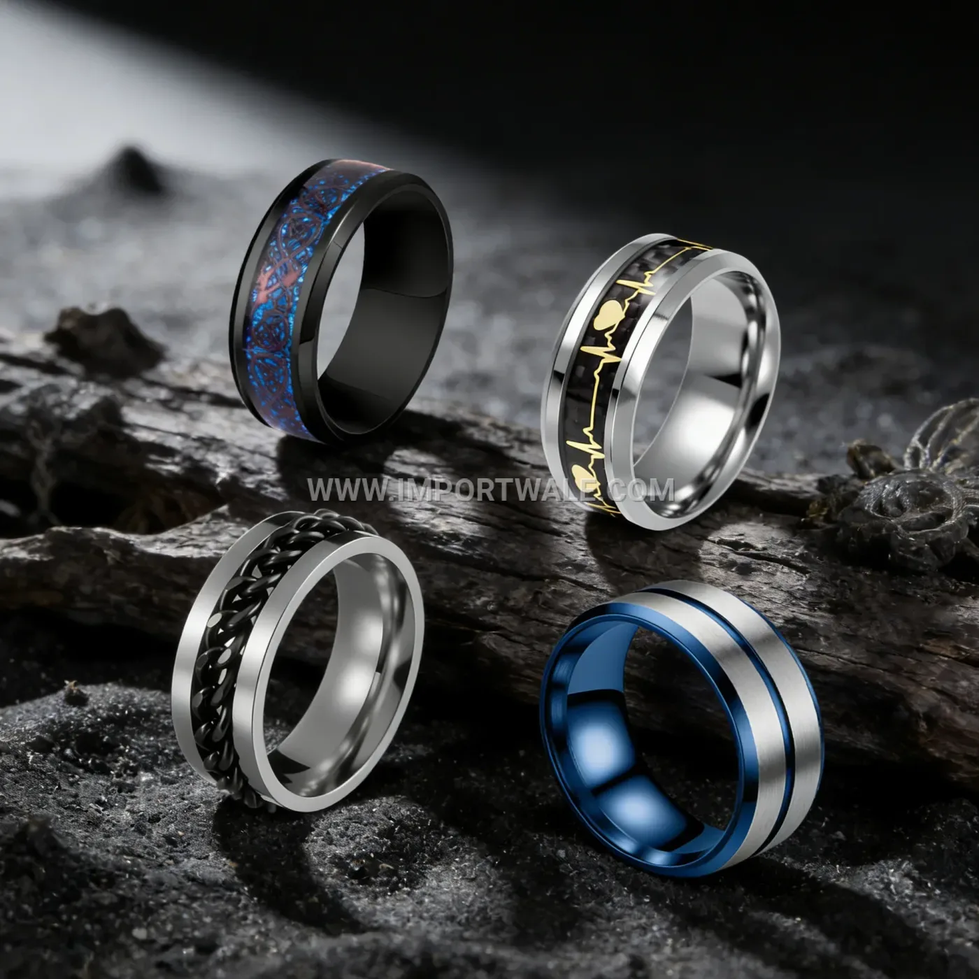 Men Stainless Steel Yin Yang Bagua Signet Ring