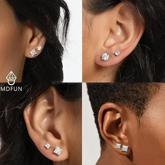 Chic Prong Set Zirconia Stainless Steel Piercing Stud Set