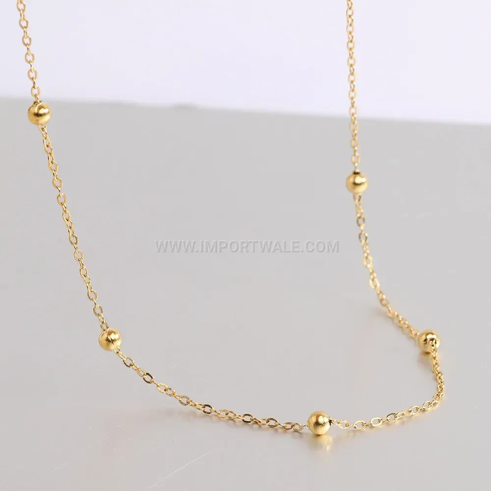 Double Layer Stainless Steel Bead Chain Heart Pendant Choker Necklace
