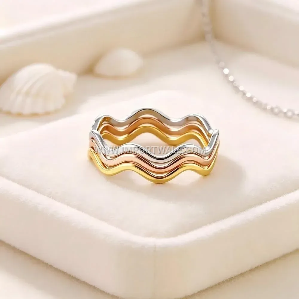 Wavy Ultra Thin Stainless Steel Stackable Band