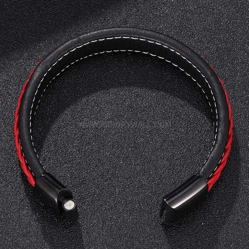 Woven Leather Bracelet featuring Stainless Steel Magnetic Lock
