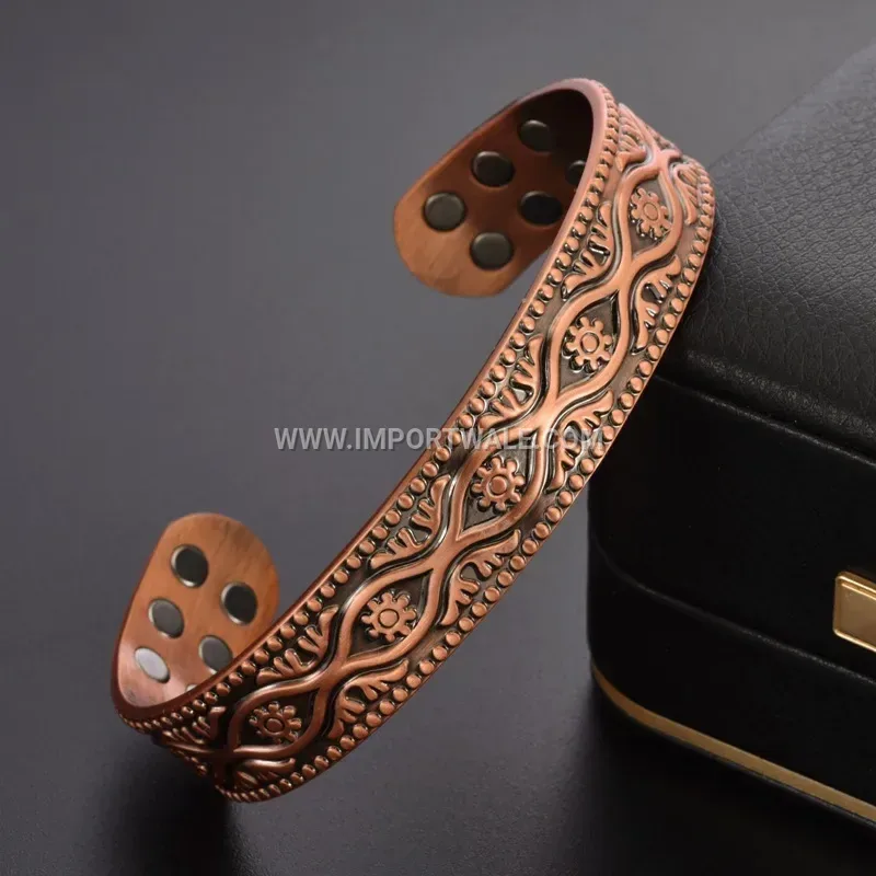 Vintage Pure Copper Sunflower Double Row Magnetic Bracelet