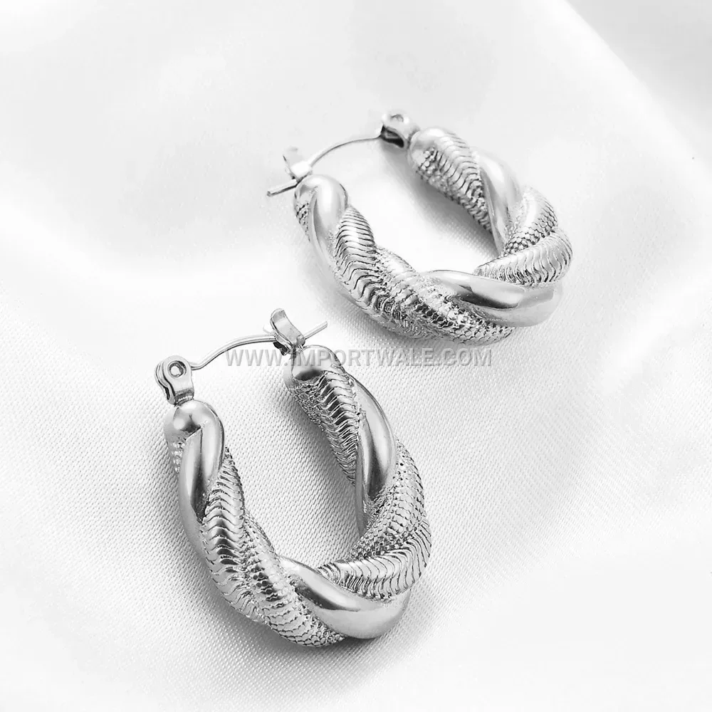 Double Layer Twisted Snake Chain Stainless Steel Earrings