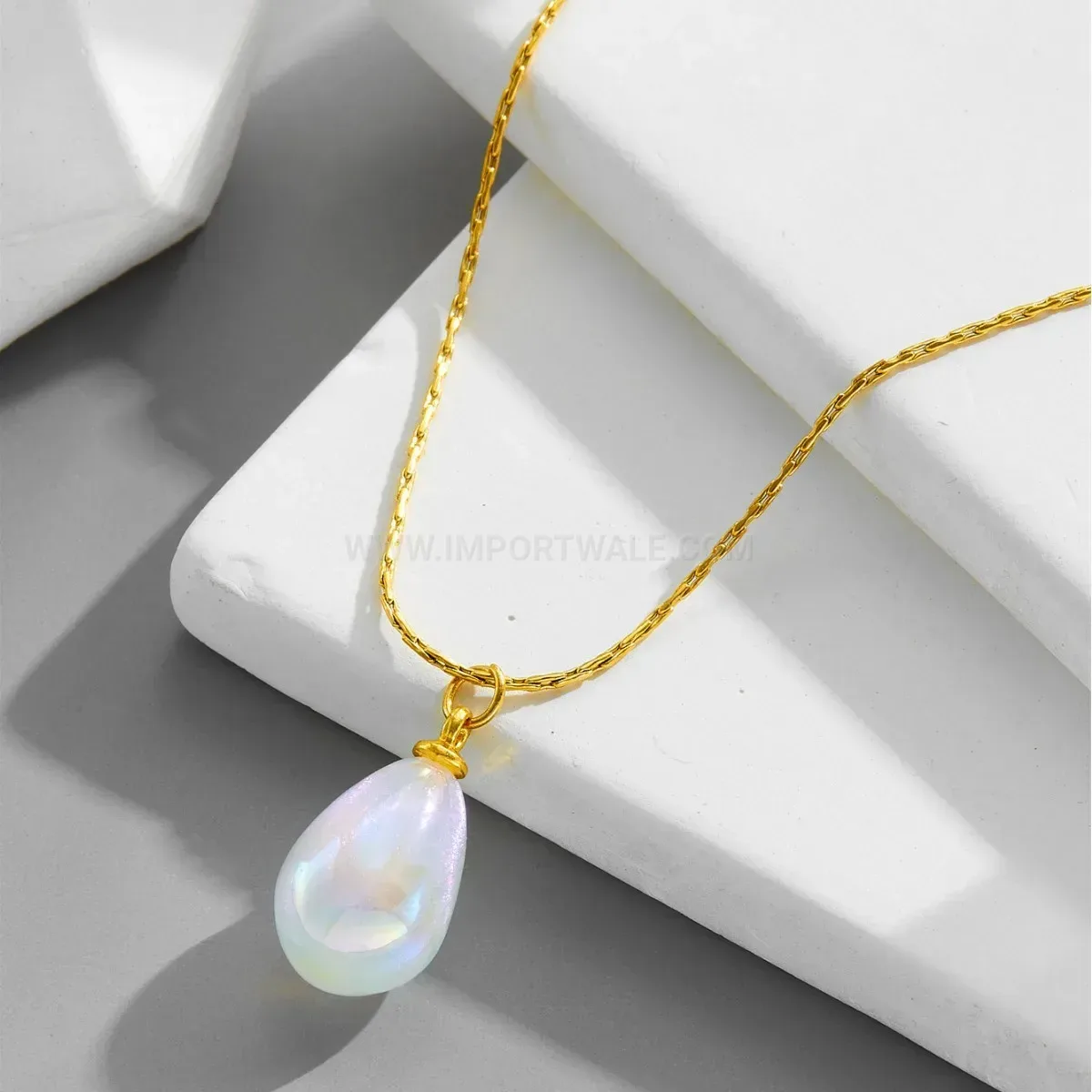 Modern Minimalist Titanium Steel Waterdrop Pearl Pendant Necklace