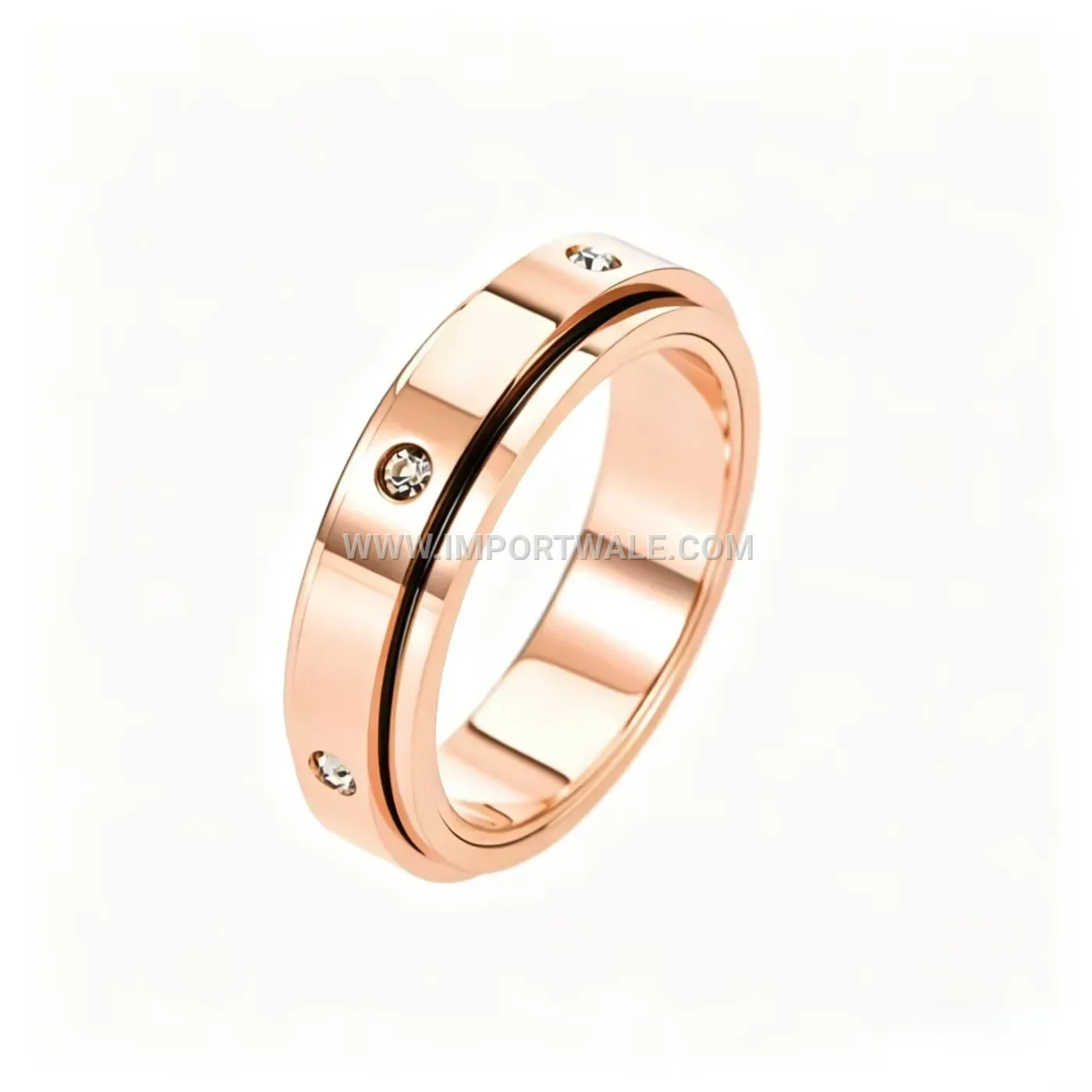 Rotatable Stainless Steel Band with Crystal Accents