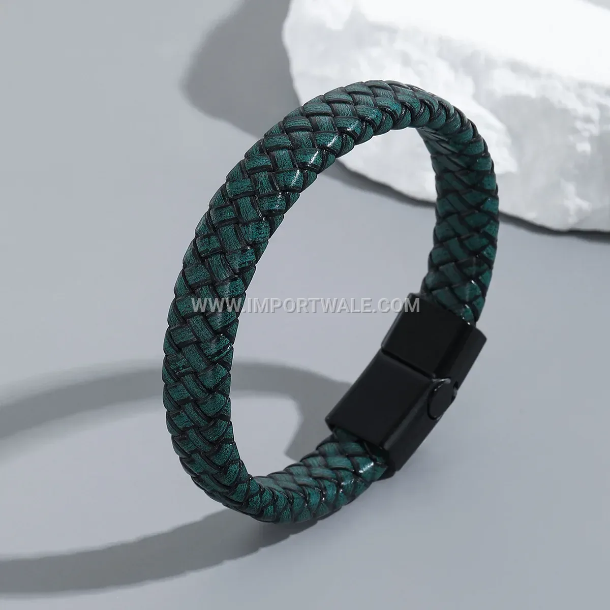 Multi Strand Braided Leather Bracelet with Titanium Alloy Magnetic Lock