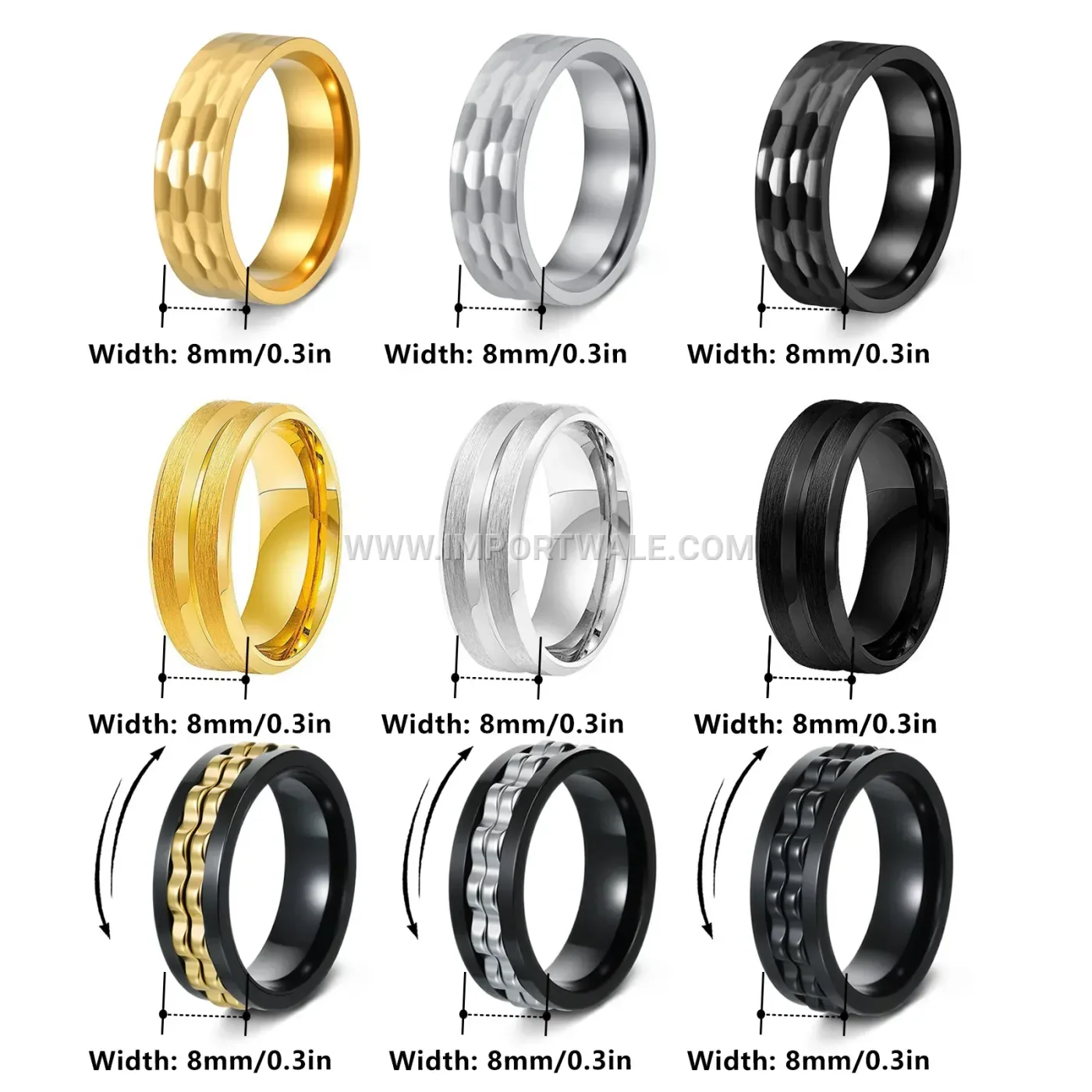 Rotatable Gear Spinner Stainless Steel Ring