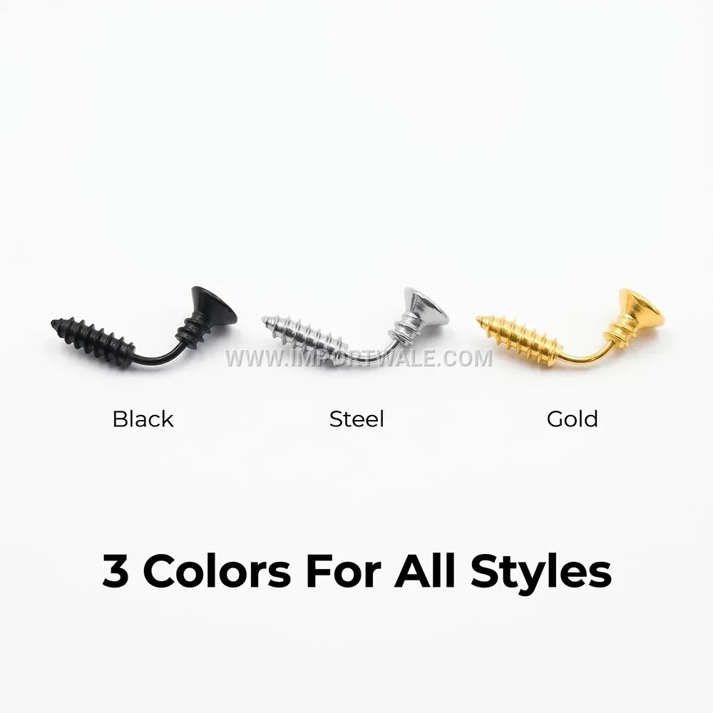 Edgy Spike Screw Stainless Steel Stud Earrings