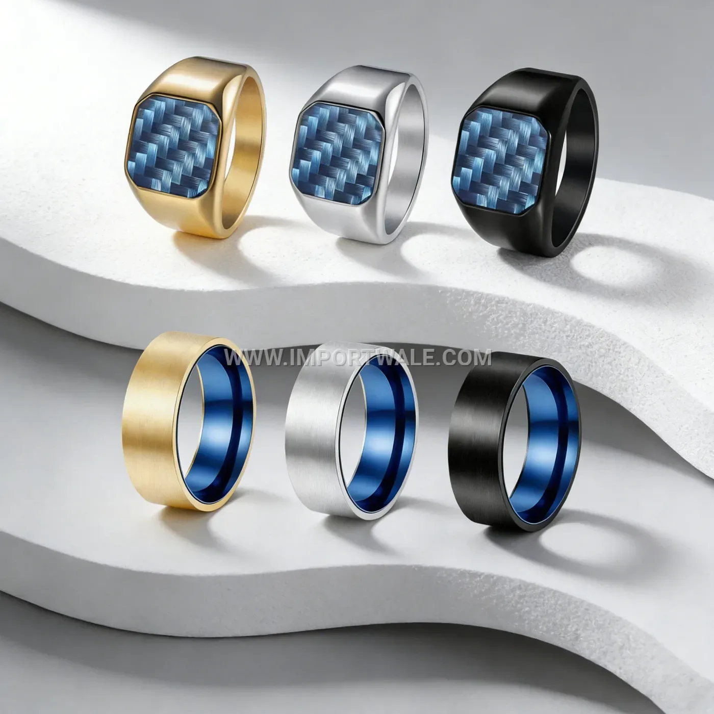 Engraved Script Stainless Steel Band Ring 6mm