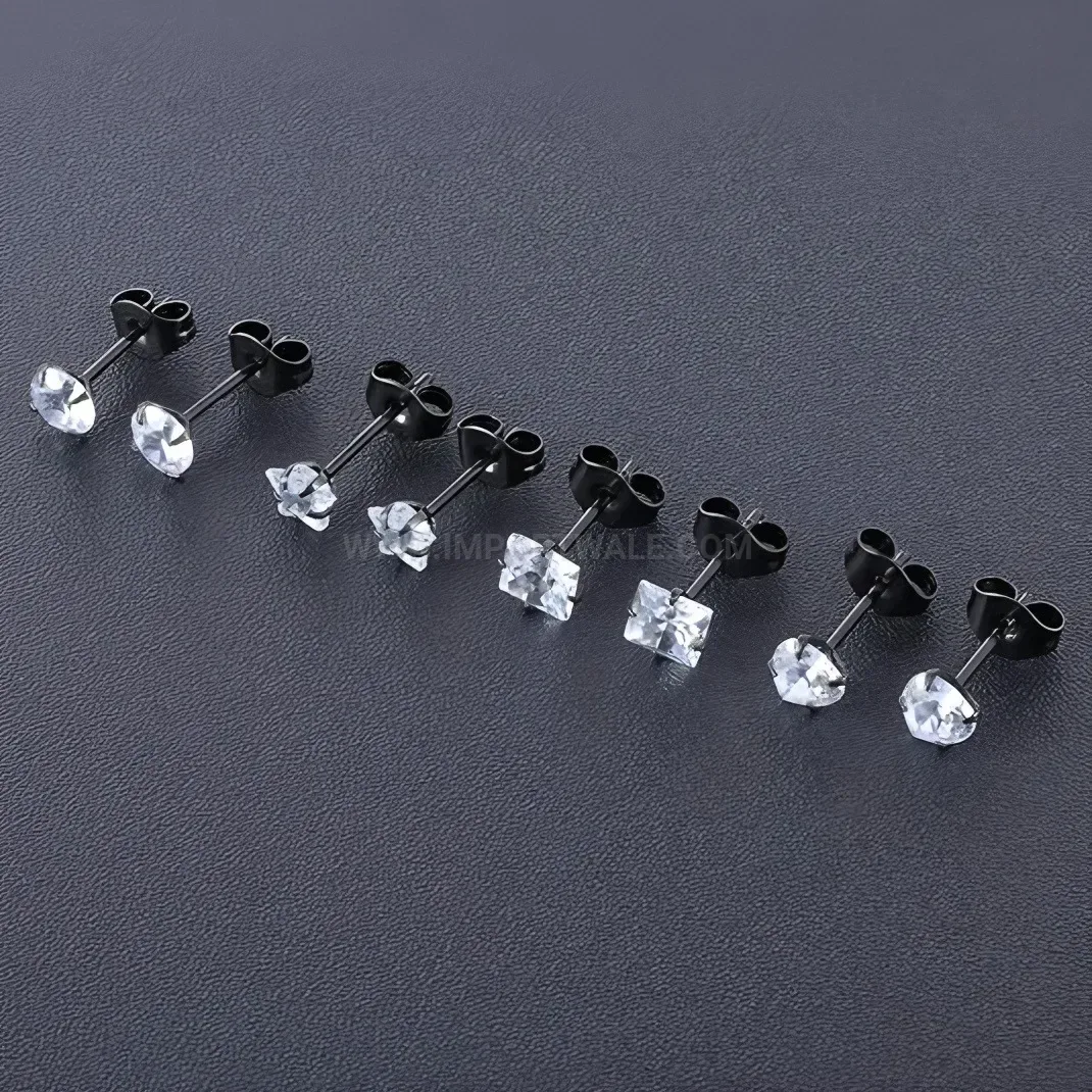 Fashion Vintage Stainless Steel Constellation Piercing Ear Stud Set