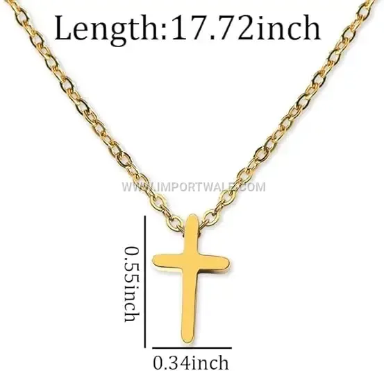 Minimalist Stainless Steel Cross Pendant Link Chain Necklace