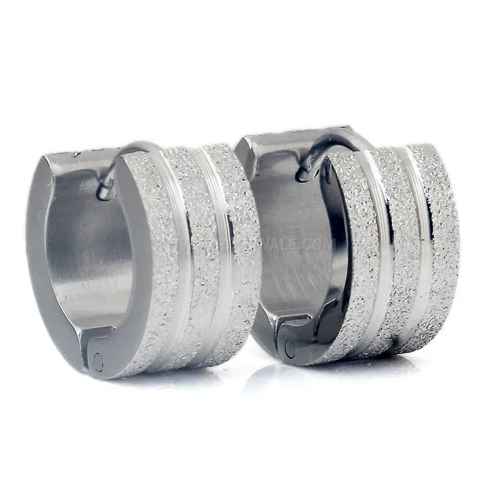 Classic Frosted Sandblasted Stainless Steel Geometric Stud Earrings
