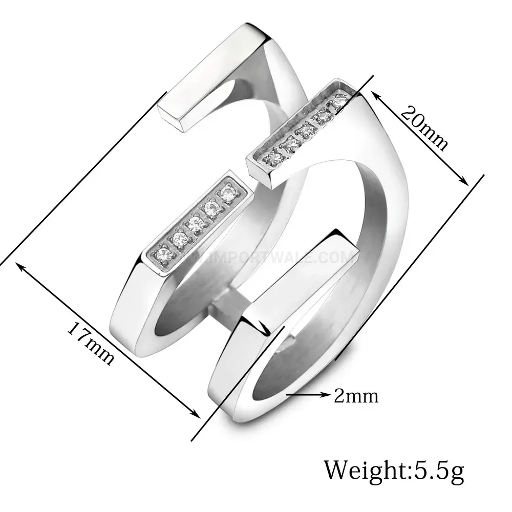 Double Layer Zirconia Open Stainless Steel Ring