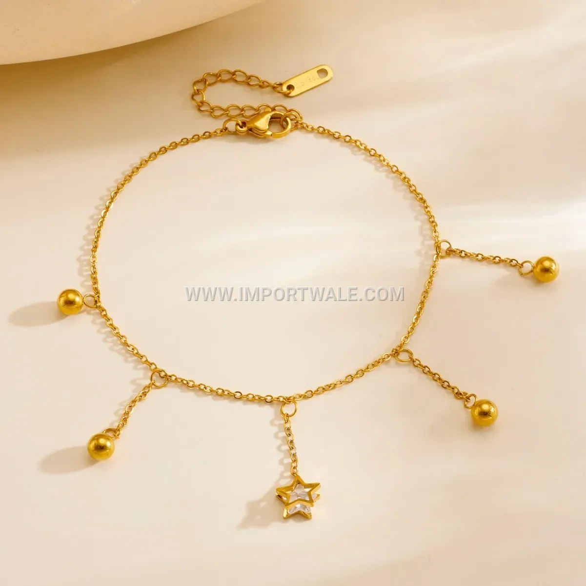Geometric Star Rhinestone Stainless Steel Anklet