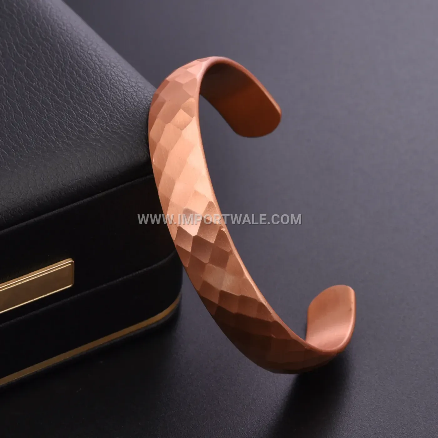 Vintage Hammered Solid Red Copper Wide Cuff Bracelet