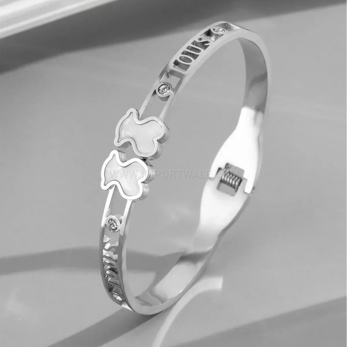 Cute Bear Clasp Titanium Steel Bangle Bracelet