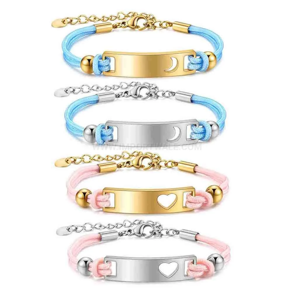 Elegant Stainless Steel Braided Rope Cord Charm Bracelet