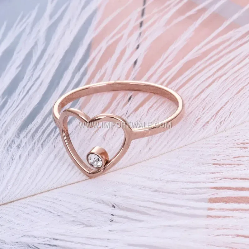 Heart Cutout Crystal Accent Rose Gold Ring