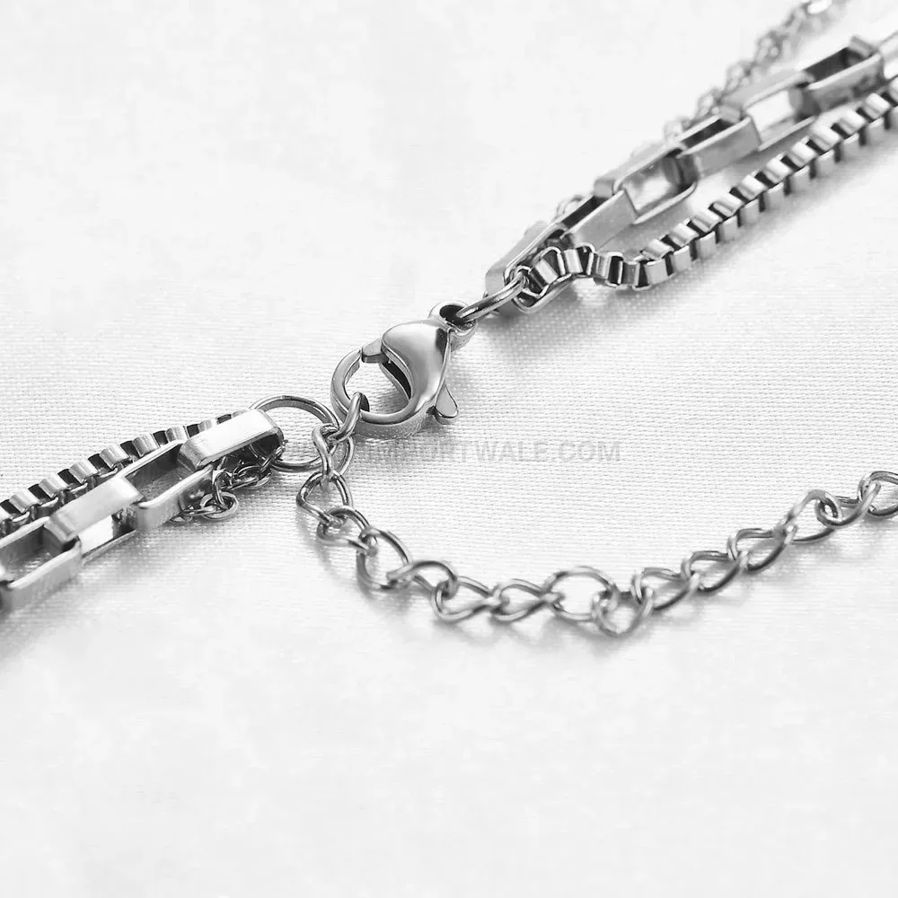Layered Stainless Steel Alphabet Letter Pendant Necklace