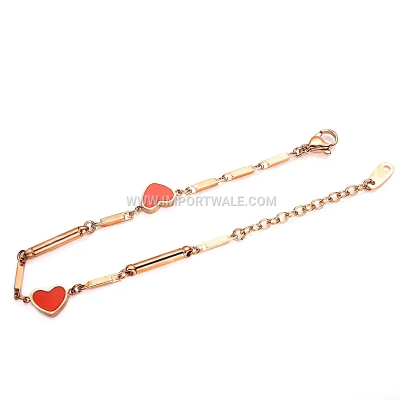 Rose Gold Titanium Steel Heart Link Magnetic Bracelet