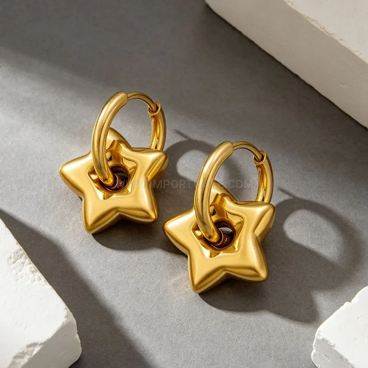 Star Pattern Stainless Steel Hoop Earrings