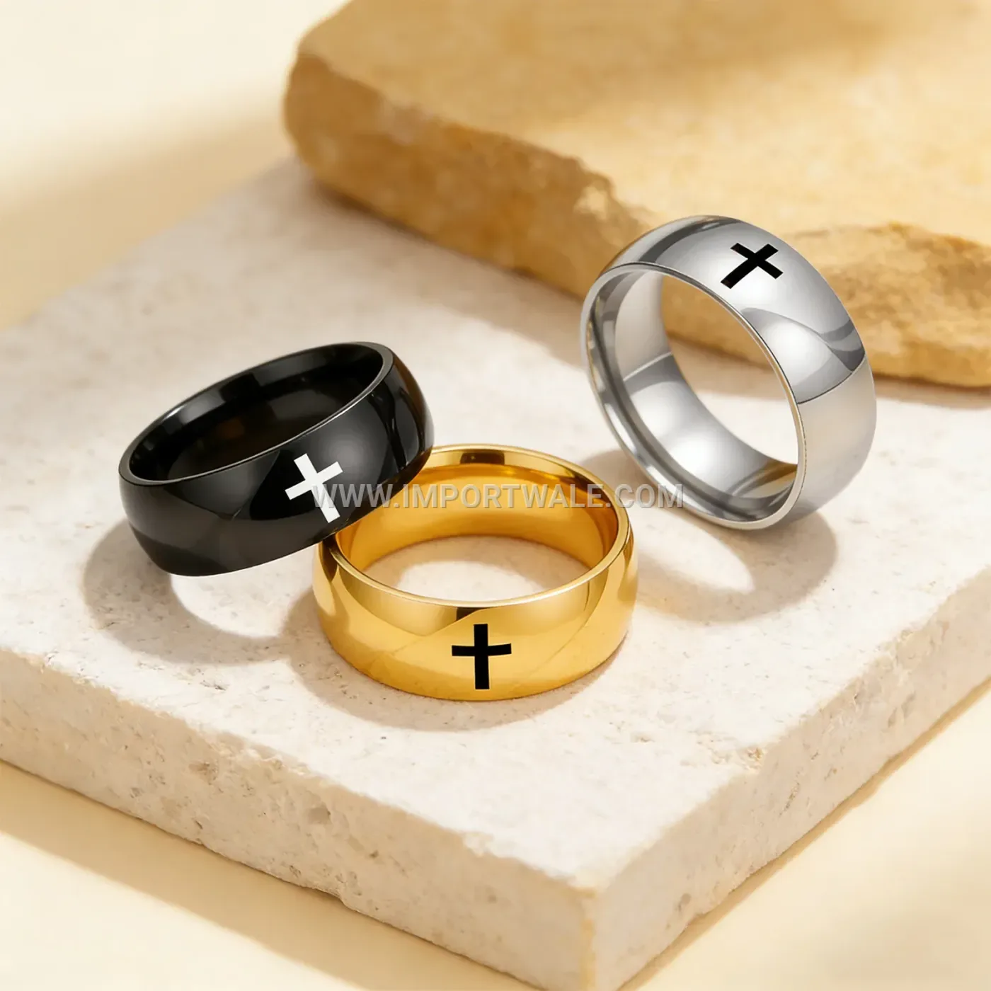 Minimalist Smooth Stainless Steel Christian Cross Ring