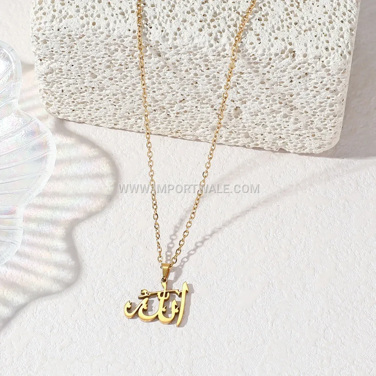 Stainless Steel Arabic Allah Calligraphy Pendant Religious Islamic Necklace