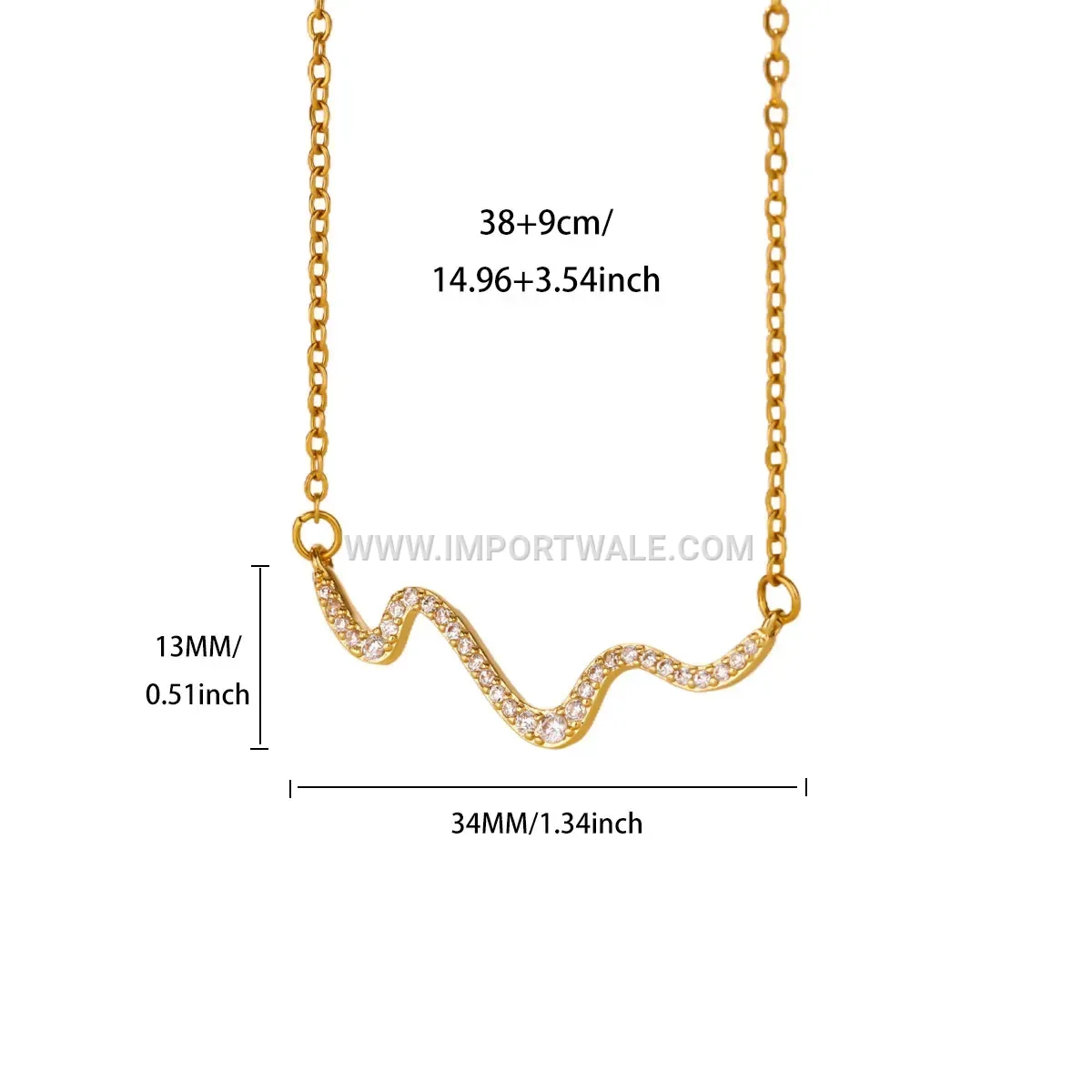 Gold Plated Copper Arabic Script Love Pendant Necklace with Crystals