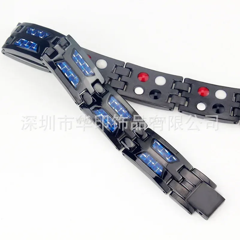 Stylish Men Carbon Fiber Titanium Steel Bio Bracelet