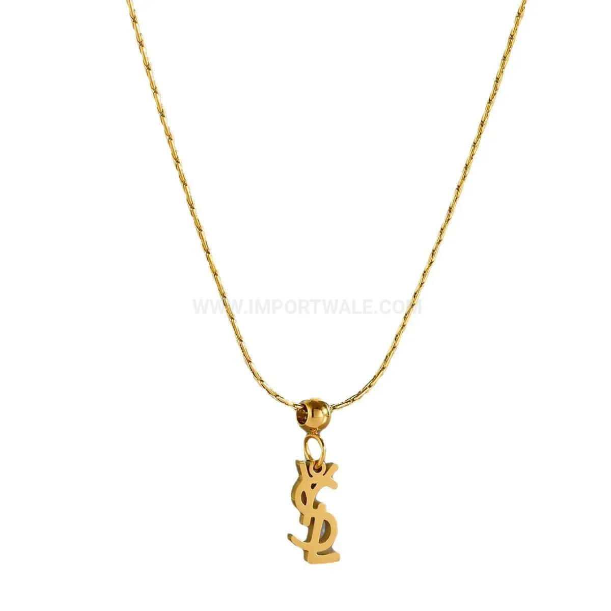 Designer Minimalist Letter Pendant Titanium Steel Cable Chain Necklace
