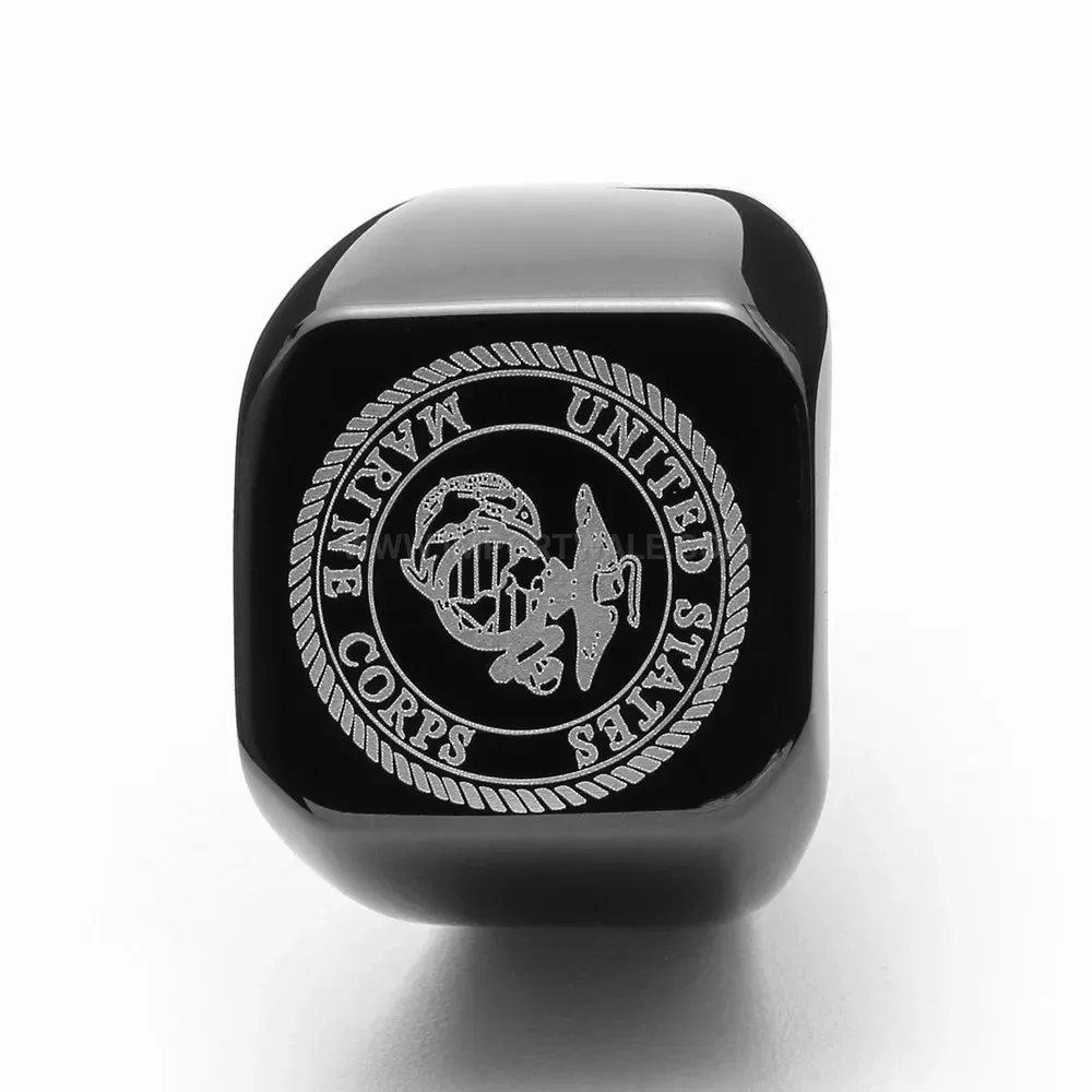 Elegant Square Polished Electroplated Stainless Steel Signet Ring 18mm