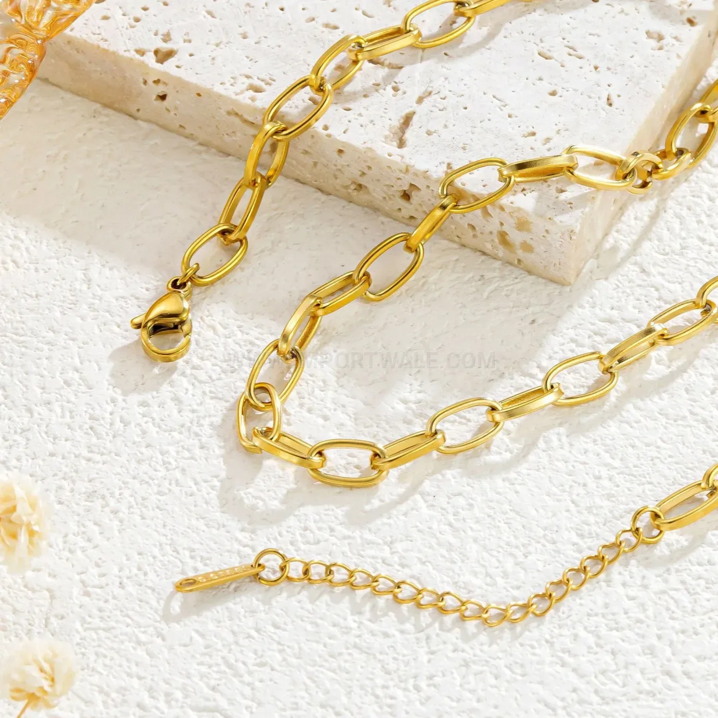 Premium Gold Plated Stainless Steel Cable Chain Collar Necklace