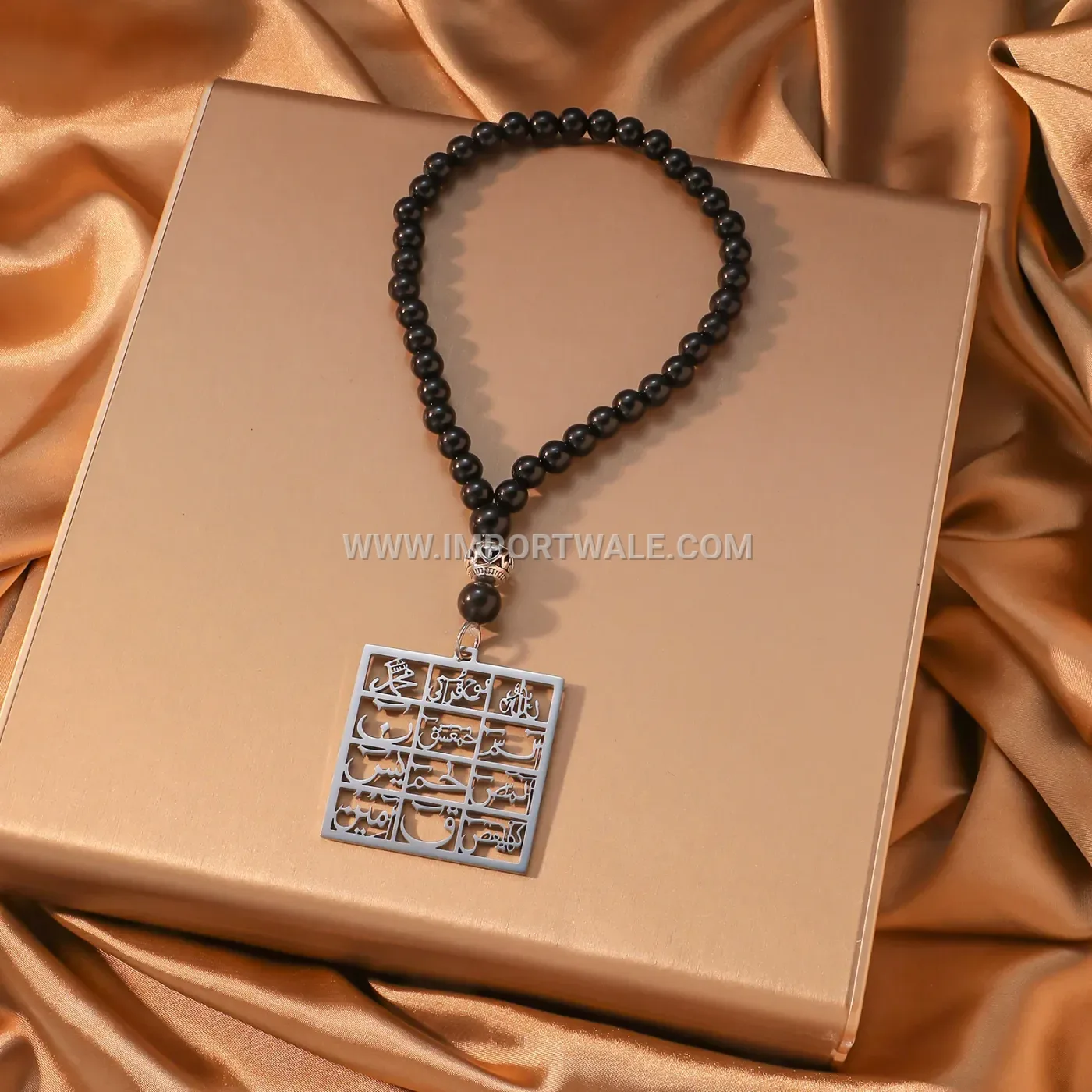 Stainless Steel Islamic Magic Square Wafq Talisman Pendant Necklace