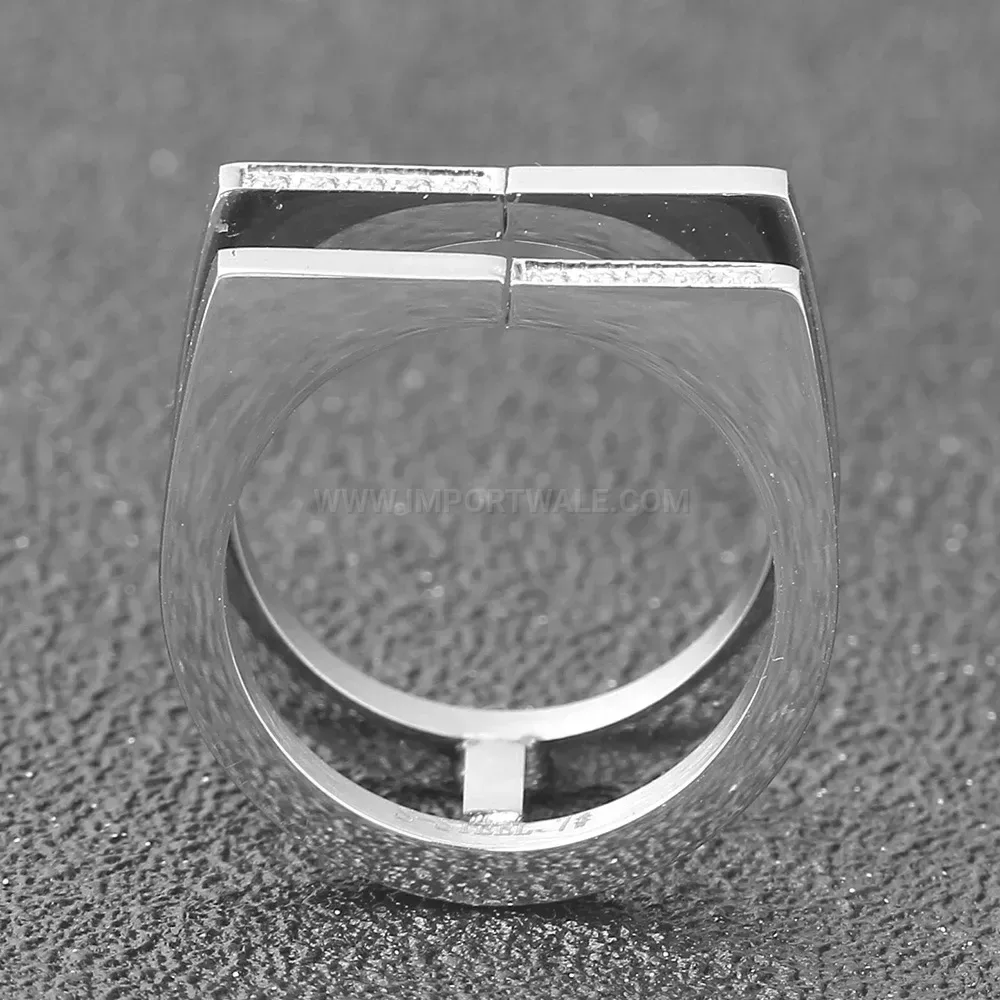 Asymmetric Rhinestone Open Stainless Steel Ring