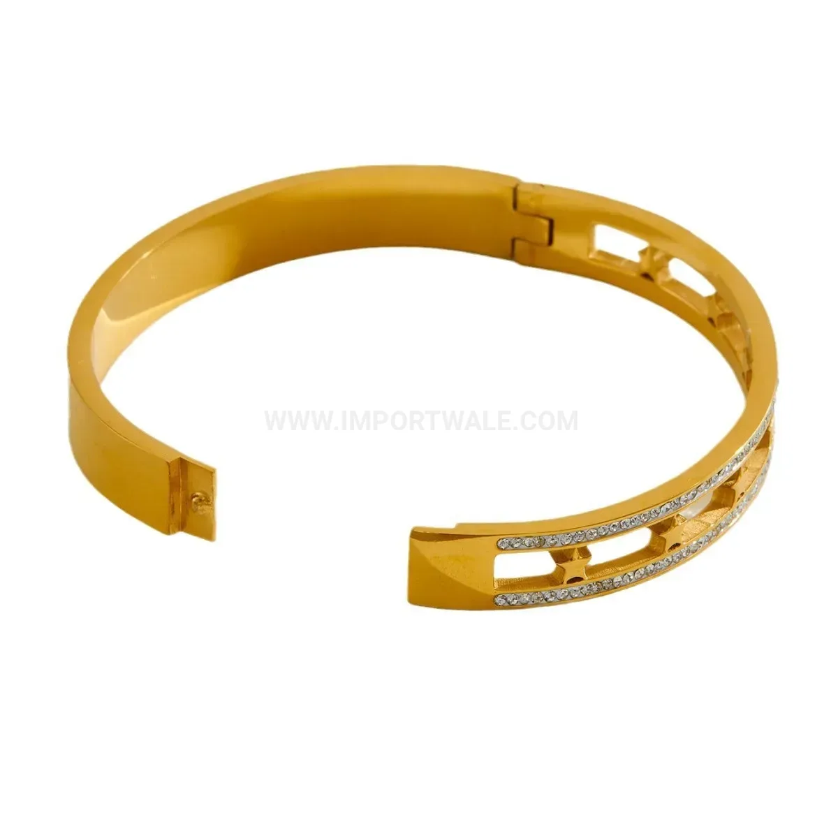 Hollow Star Titanium Steel Bangle with Rhinestones