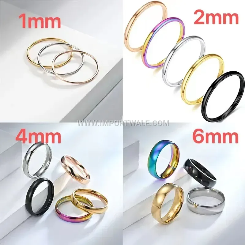 Polished Stainless Steel Minimalist Smooth Band Ring