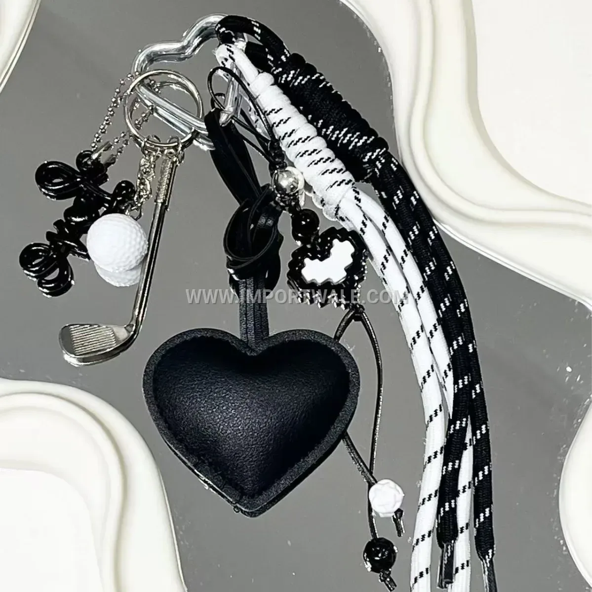 Two Tone Leather Golf Heart Creative Key chains Keychain