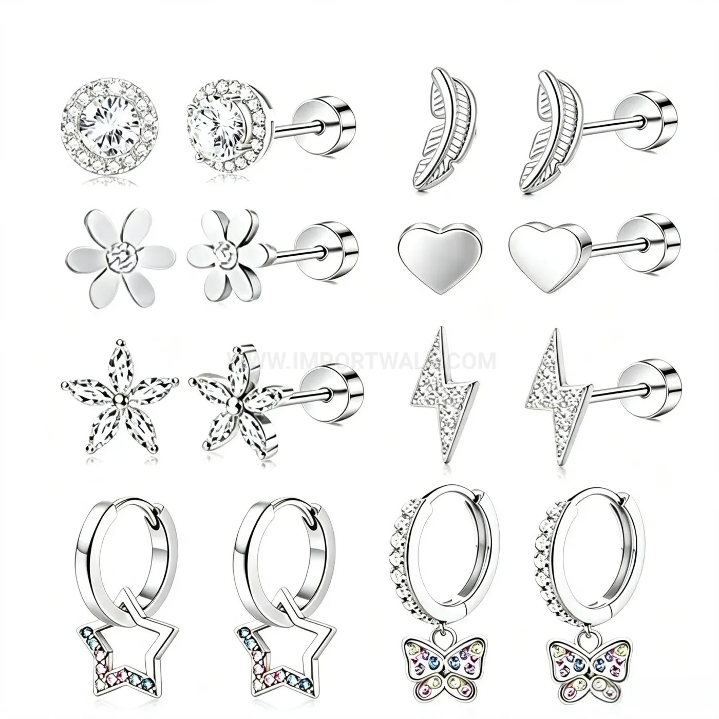 Elegant Minimalist Stainless Steel Piercing Stud Set