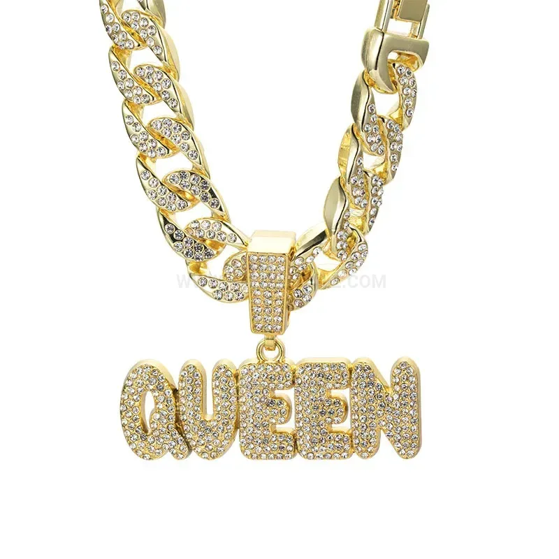 Elegant Rhinestone Custom Initial Letter Alloy Pendant Necklace